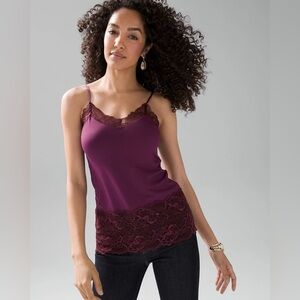 White House Black Market Lace-Hem Camisole Purple Preowned Size Small